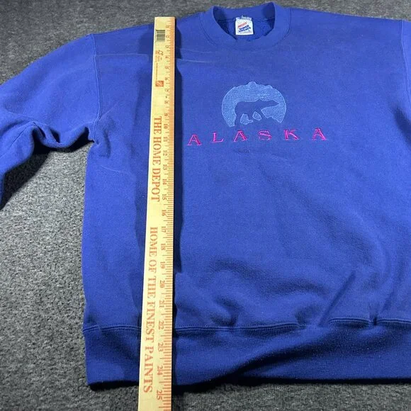 Vintage 90s Alaska Crewneck Sweatshirt Adult L Pullover Moon Polar Bears USA - Picture 3 of 13